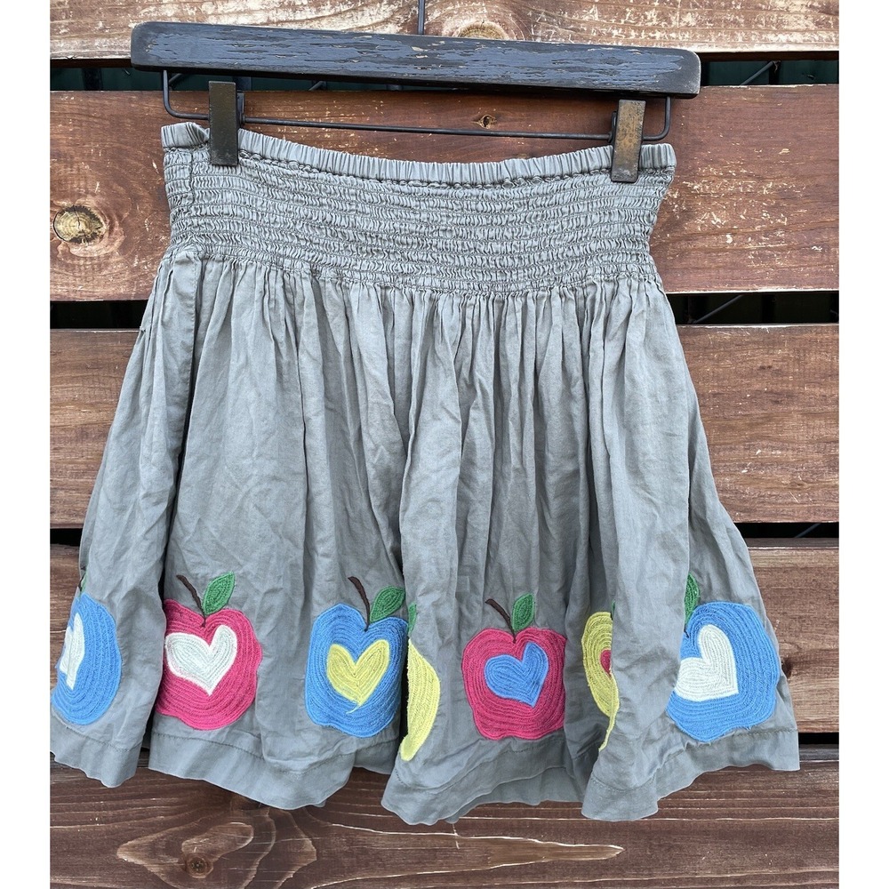 Mini‎ Boden Skirt Embroidered Apple Heart Applique Green *Girl 11 12 years